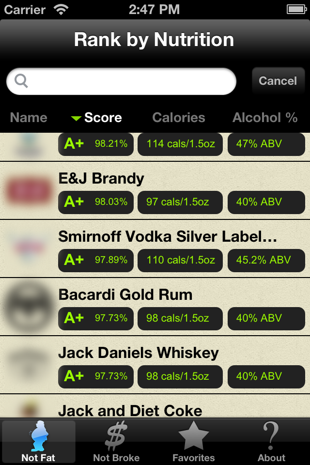 Great Drink Nutrition Facts Free for iPhone